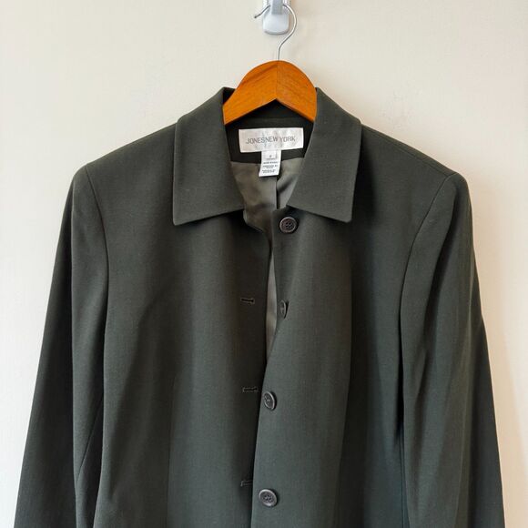 Jones New York Dark Green Wool Blazer Size 8 - Picture 3 of 7
